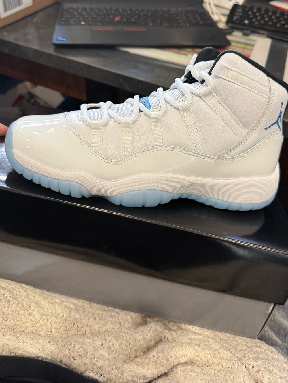 Jordan Kids High-Top Sneakers in White and Light Blue